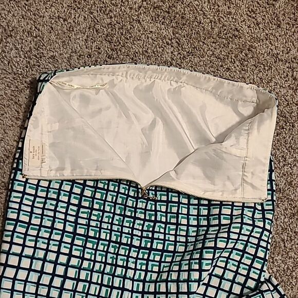 Kate Spade Judy Check Print Pencil Skirt the Rules Green Navy Blue Sz 6 Zipper - Picture 7 of 7